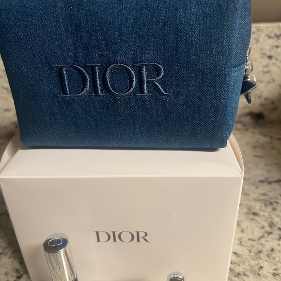 Demin Dior Makeup Bag with Mini Mascara and Lip Maximizer - Picture 3 of 7